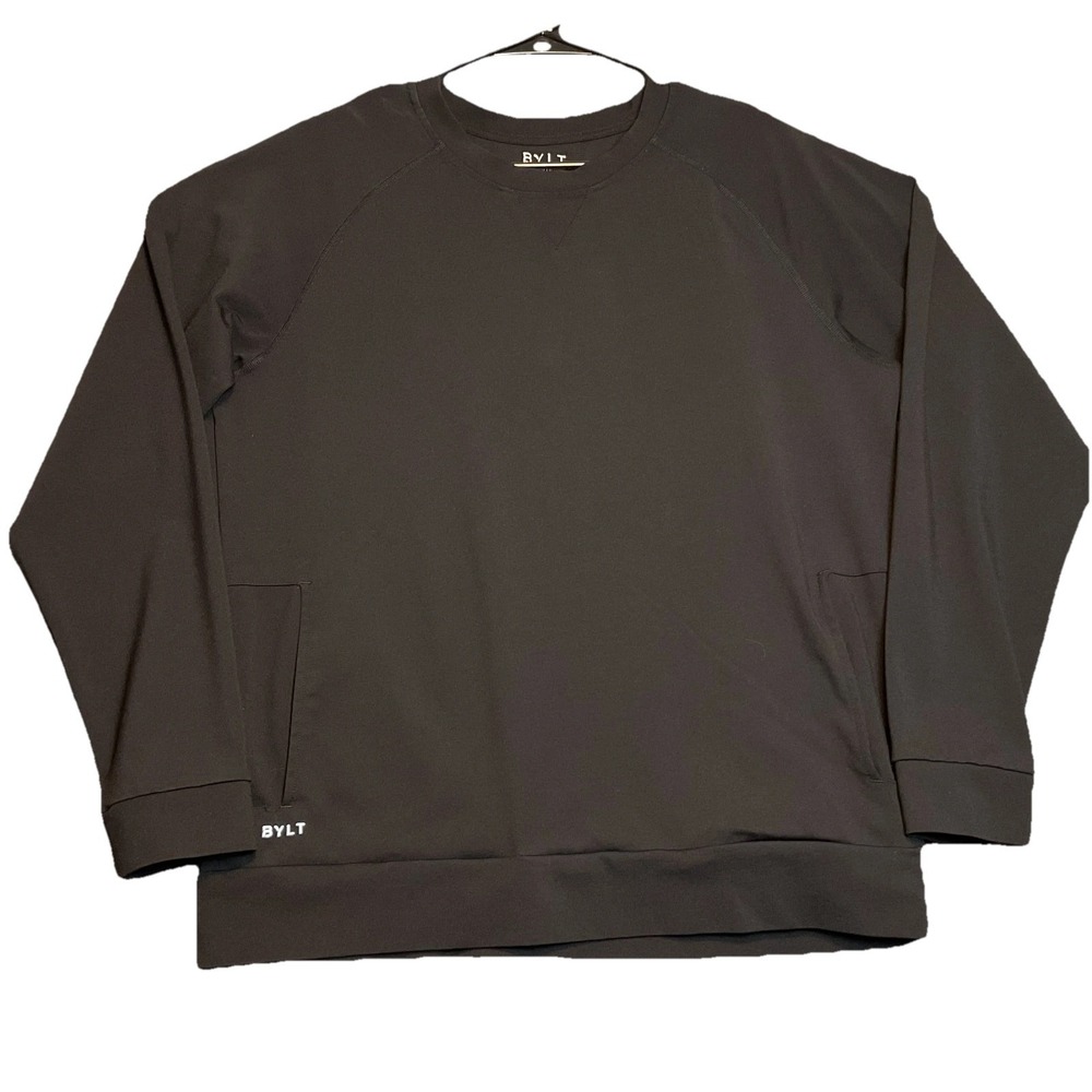 BYLT Premium Sweatshirt Mens Medium Black Stretch Crew Neck Raglan Sleeve Casual